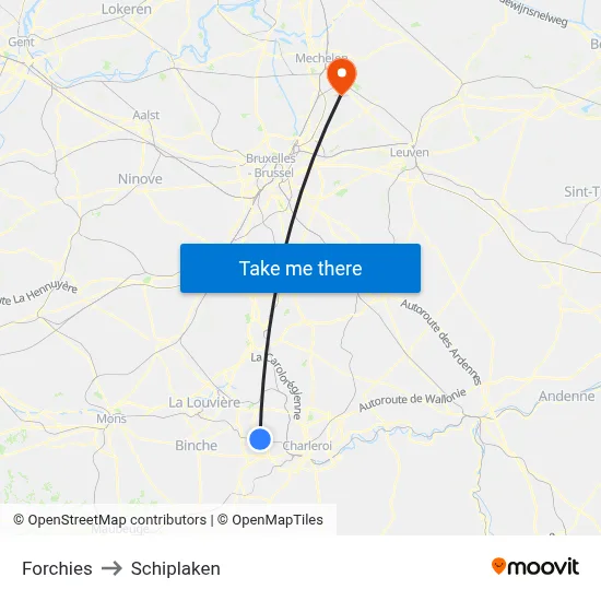 Forchies to Schiplaken map