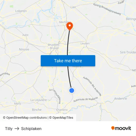 Tilly to Schiplaken map