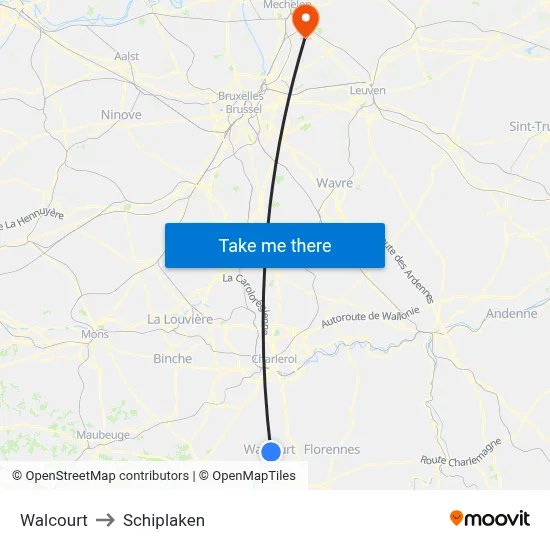 Walcourt to Schiplaken map