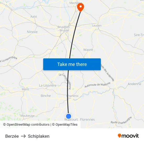 Berzée to Schiplaken map