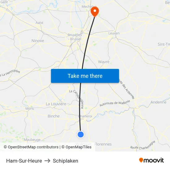 Ham-Sur-Heure to Schiplaken map