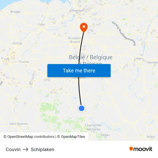 Couvin to Schiplaken map