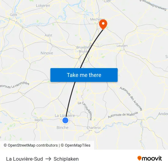 La Louvière-Sud to Schiplaken map