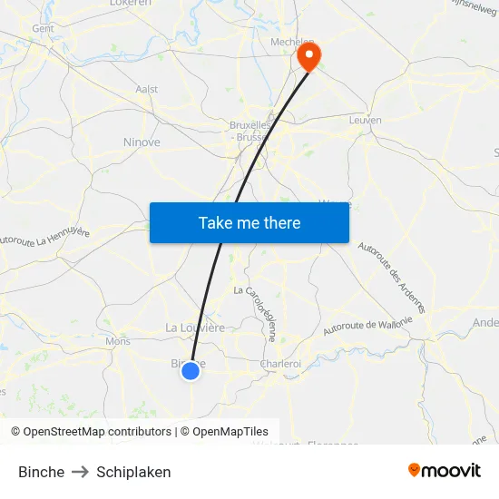 Binche to Schiplaken map