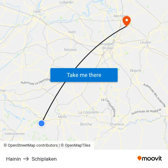 Hainin to Schiplaken map