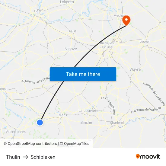 Thulin to Schiplaken map