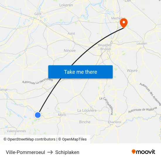 Ville-Pommeroeul to Schiplaken map
