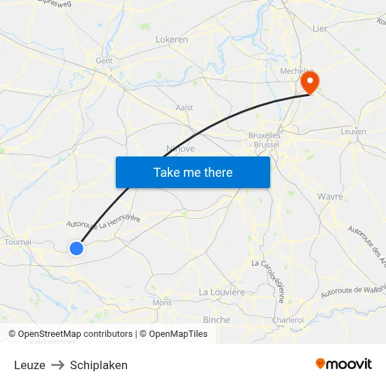 Leuze to Schiplaken map