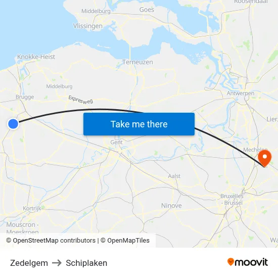 Zedelgem to Schiplaken map