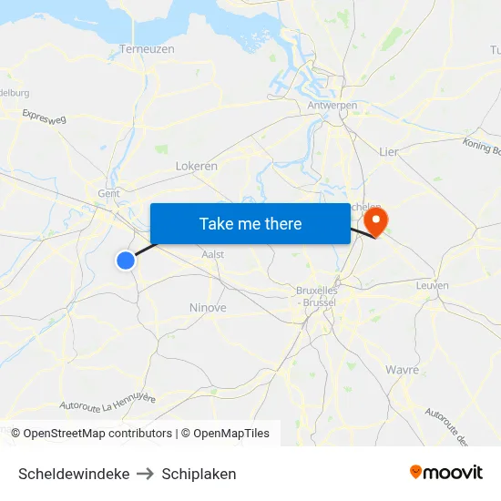 Scheldewindeke to Schiplaken map