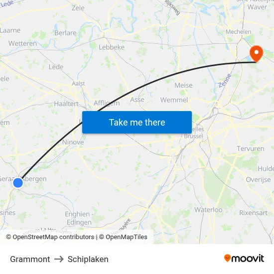 Grammont to Schiplaken map