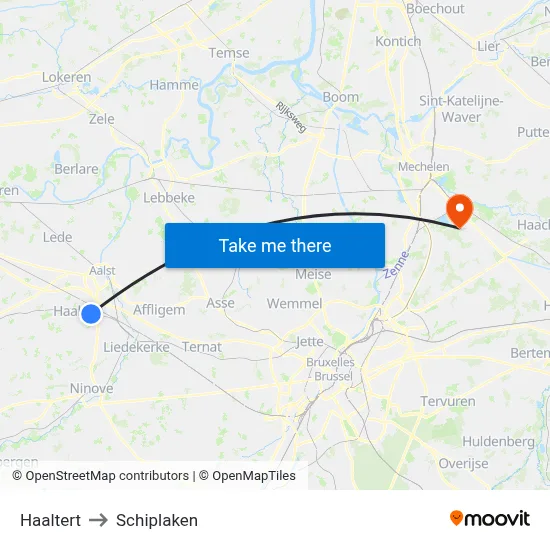 Haaltert to Schiplaken map