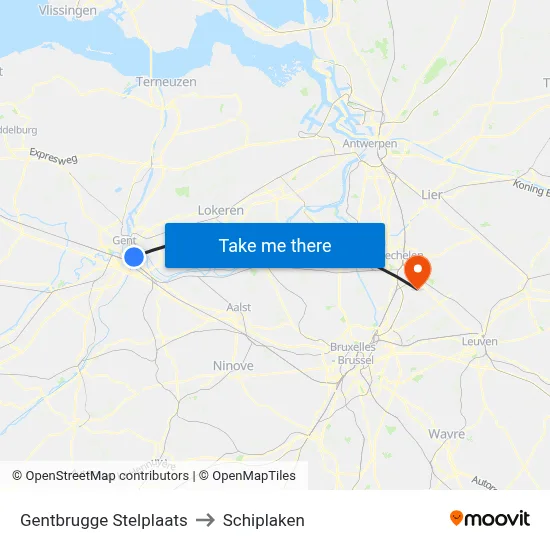 Gentbrugge Stelplaats to Schiplaken map