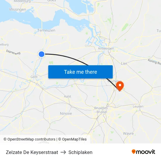 Zelzate De Keyserstraat to Schiplaken map