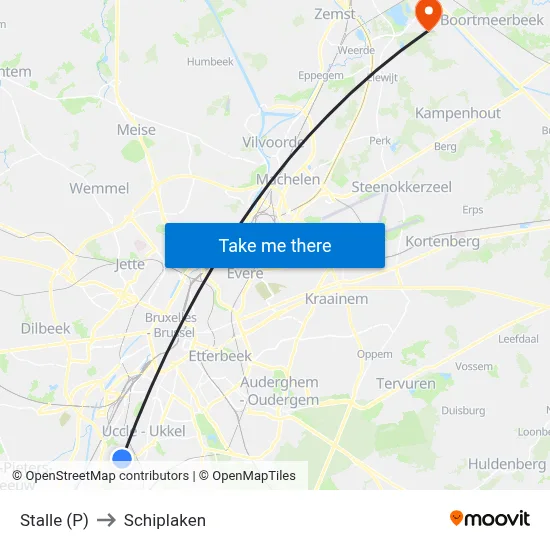 Stalle (P) to Schiplaken map