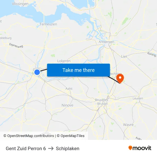Gent Zuid Perron 6 to Schiplaken map