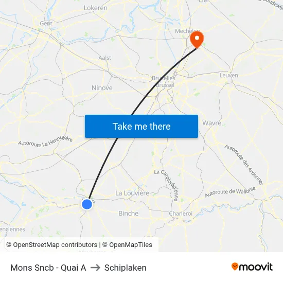 Mons Sncb - Quai A to Schiplaken map