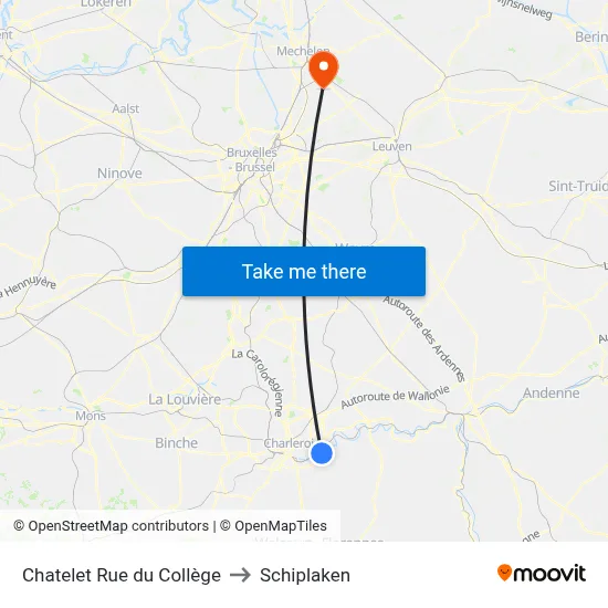 Chatelet Rue du Collège to Schiplaken map