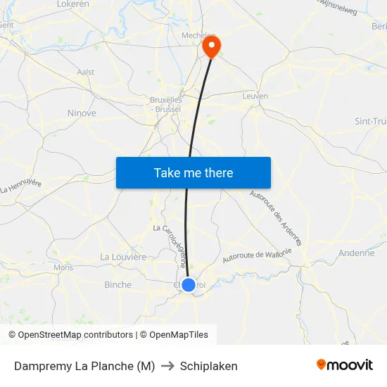 Dampremy La Planche (M) to Schiplaken map
