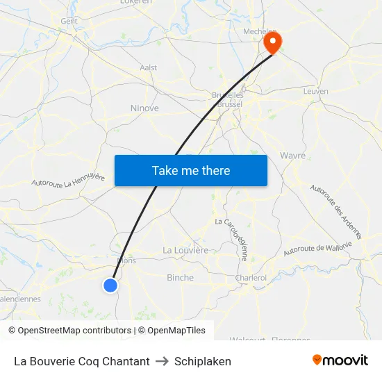 La Bouverie Singing Rooster to Schiplaken map