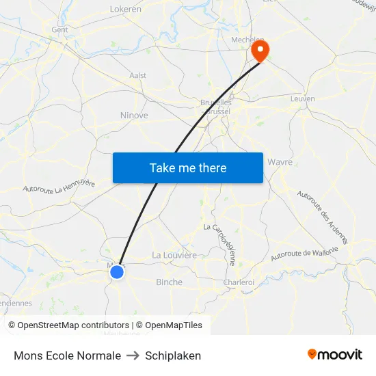 Mons Normal School to Schiplaken map