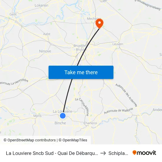 La Louviere Sncb Sud - Quai De Débarquement to Schiplaken map