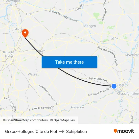 Grace-Hollogne Cité du Flot to Schiplaken map