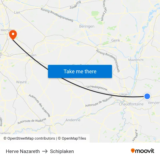 Herve Nazareth to Schiplaken map
