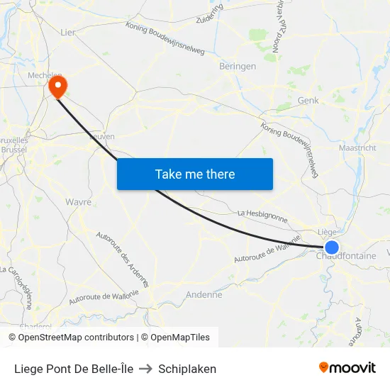 Liege Pont De Belle-Île to Schiplaken map
