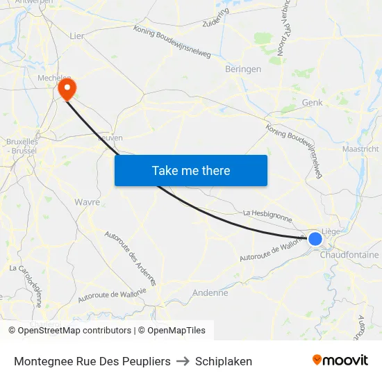 Montegnee Poplar Street to Schiplaken map