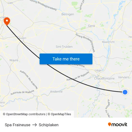 Spa Fraineuse to Schiplaken map
