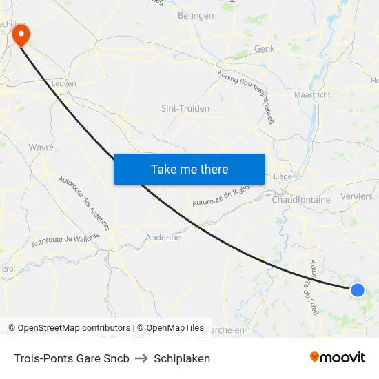 Trois-Ponts Gare Sncb to Schiplaken map