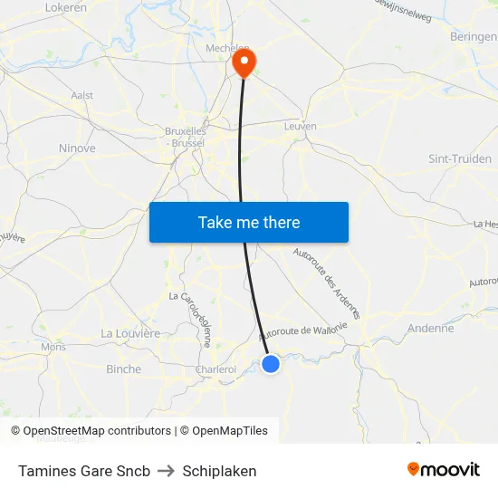 Tamines Gare Sncb to Schiplaken map