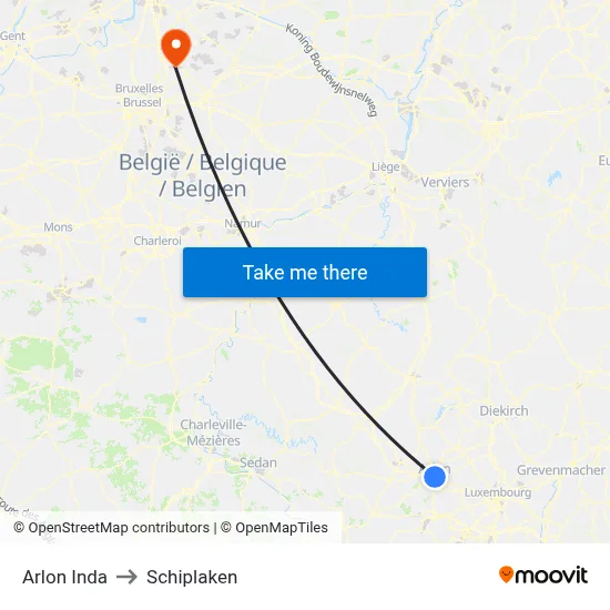 Arlon Inda to Schiplaken map