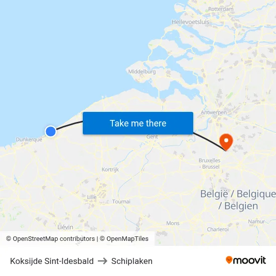 Koksijde Sint-Idesbald to Schiplaken map