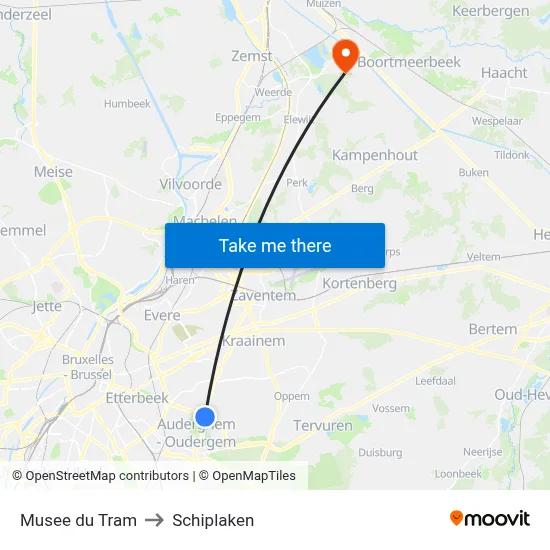 Musee du Tram to Schiplaken map