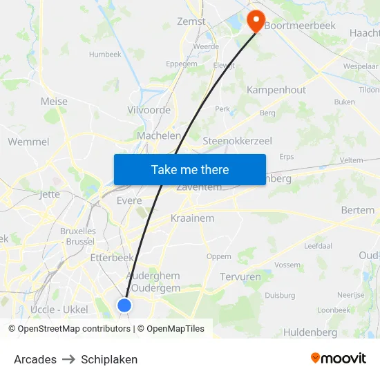 Arcades to Schiplaken map