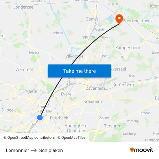 Lemonnier to Schiplaken map