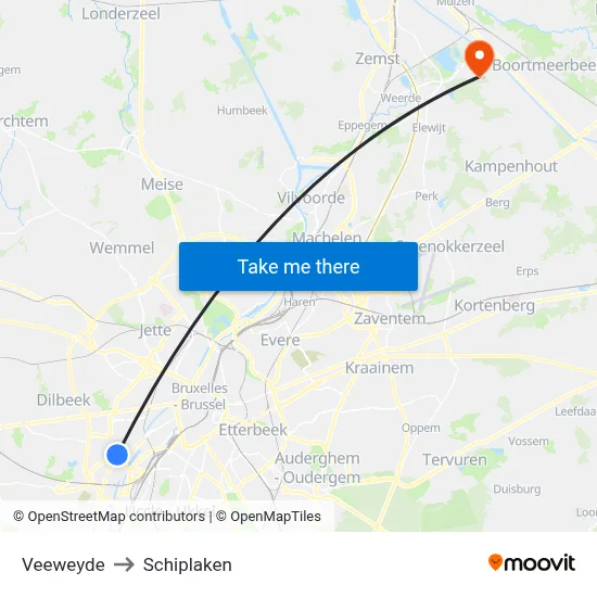 Veeweyde to Schiplaken map