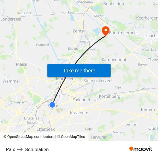 Paix to Schiplaken map