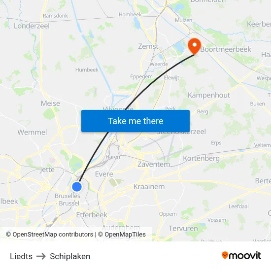 Liedts to Schiplaken map