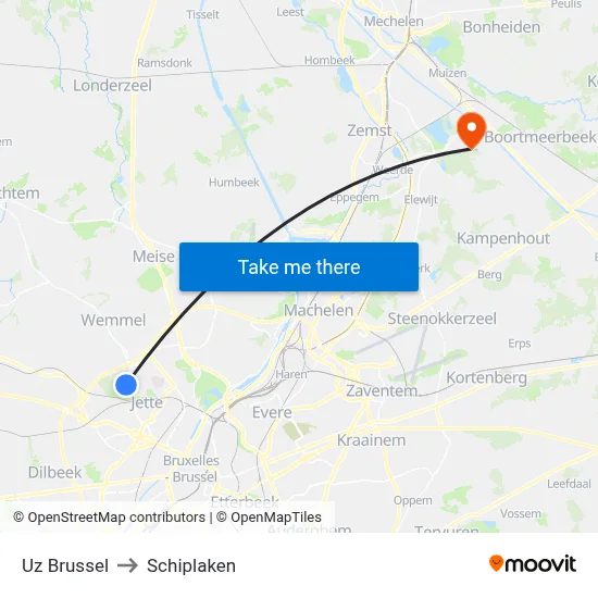 Uz Brussel to Schiplaken map