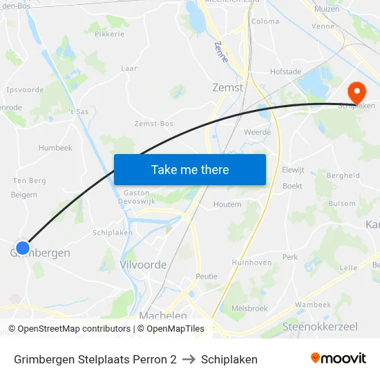 Grimbergen Depot Platform 2 to Schiplaken map