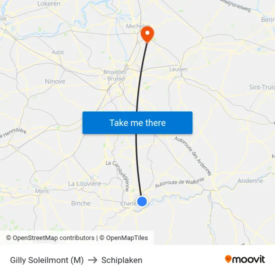 Gilly Soleilmont (M) to Schiplaken map
