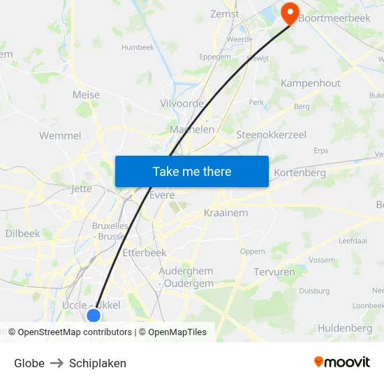 Globe to Schiplaken map
