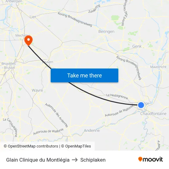 Glain Clinique du Montlégia to Schiplaken map