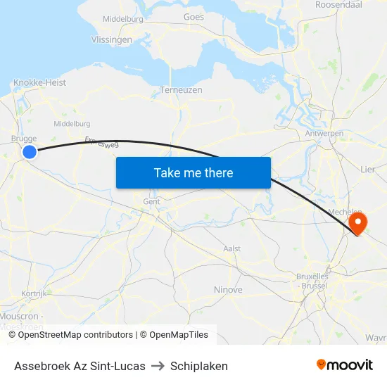 Assebroek Az Sint-Lucas to Schiplaken map