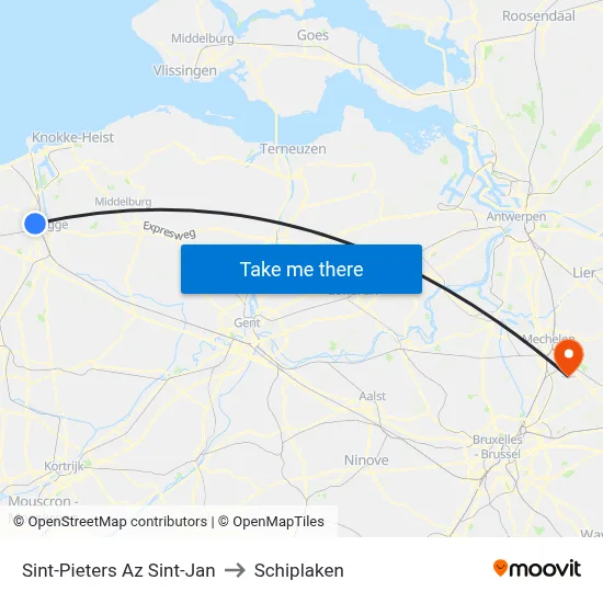 Sint-Pieters Az Sint-Jan to Schiplaken map