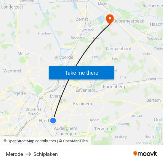 Merode to Schiplaken map