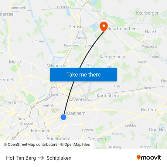 Hof Ten Berg to Schiplaken map